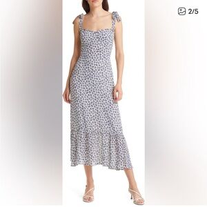 Reformation White and Blue Floral Nikita Dress